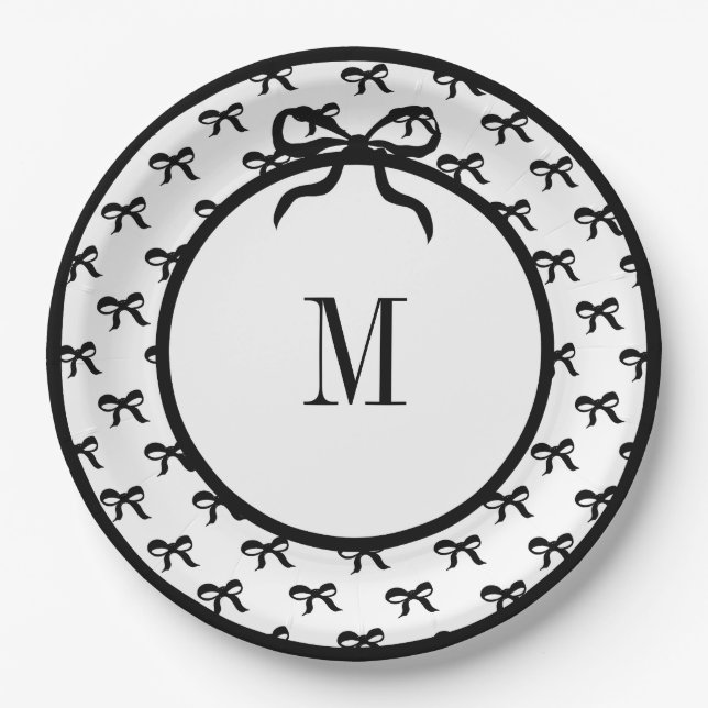 Plato De Papel Empujar una curva (paro grande) Placa monogramada  (Anverso)