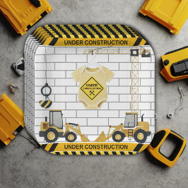 Plato De Papel En construcción Baby Shower de ropa de bebé