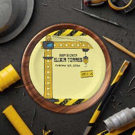 Plato De Papel En construcción Tower Cranes Baby Shower