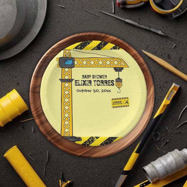 Plato De Papel En construcción Tower Cranes Baby Shower (Subido por el creador)