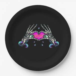 Plato De Papel En la muerte - Manos Skeleton Heart