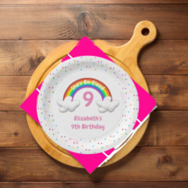 Plato De Papel ¡En la Nube 9! Cumpleaños del Arcoiris