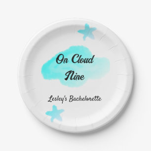 Plato De Papel En la nube nueve nubes pastel azul estrella desped