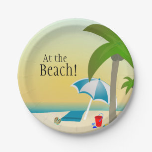 Plato De Papel ¡En la playa! placas del fiesta