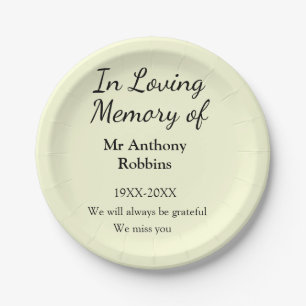Plato De Papel En memoria amorosa de nombre recuerdo funeral