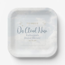 Plato De Papel En Nueve Elegantes Duchas De Novias Azules