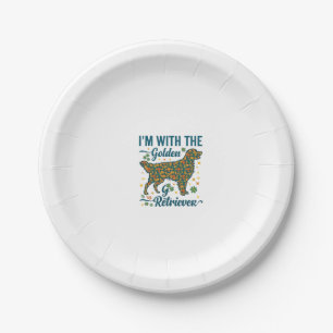 Plato De Papel En perro Retriever dorado calabazas de Halloween h