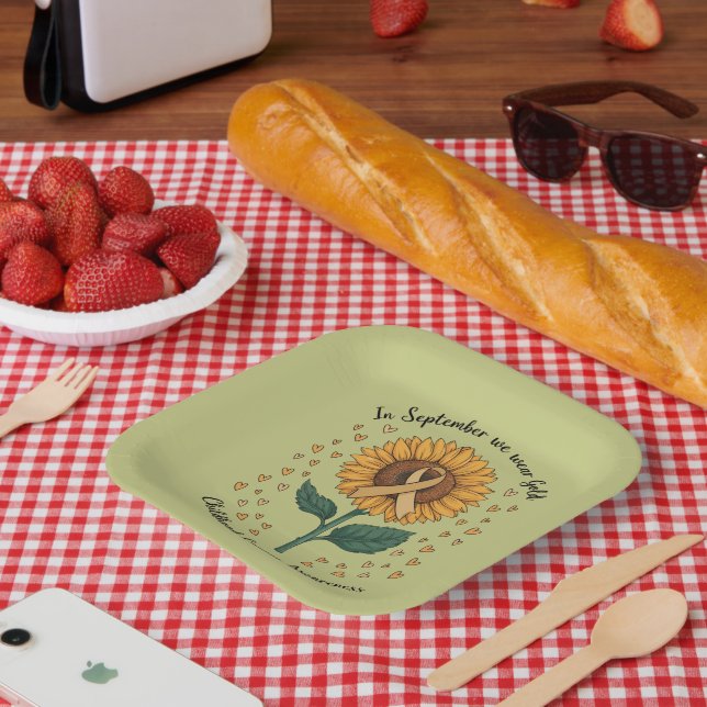 Plato De Papel En Septiembre Usamos Cáncer Infantil De Oro Consci (Picnic)