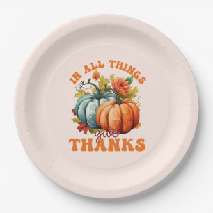 Plato De Papel En Todas Las Cosas Da Gracias Calabaza