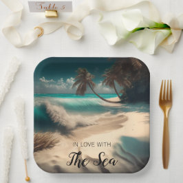 Plato De Papel Enamorado del Mar | Arte Tropical