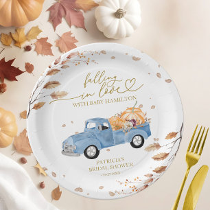Plato De Papel Enamorándose de la Calabaza Baby Shower de Otoño