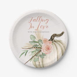 Plato De Papel Enamorándose De La Calabaza De Nena Acuarela Rosa