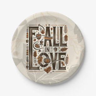 Plato De Papel Enamorarse Retro Otoño Caída Lluvia De Noviazgo 