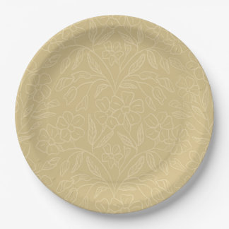Plato De Papel Encaje floral en amarillo