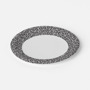Plato De Papel Encaje negro con estampado de leopardo en blanco