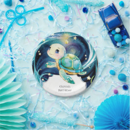 Plato De Papel Encantado bajo el mar Boho Turtle Cumpleaños