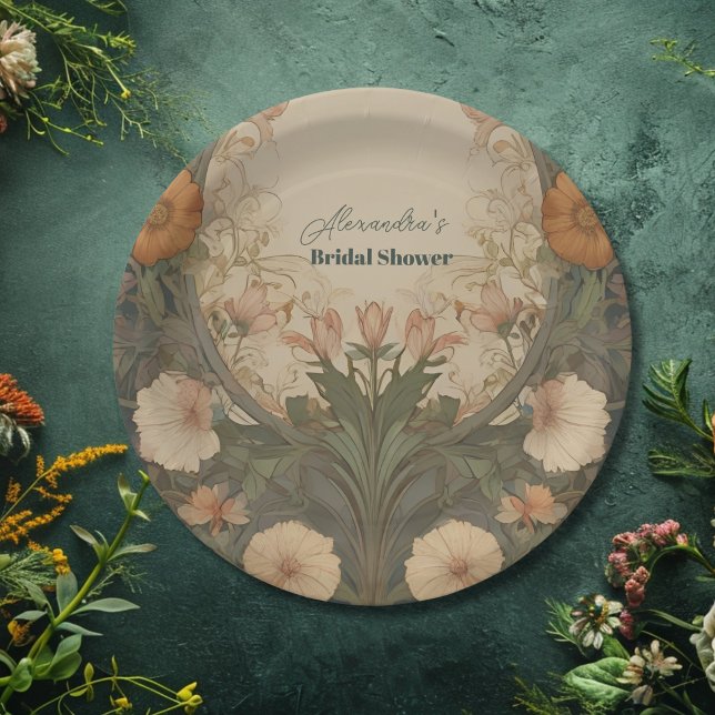 Plato De Papel Encantado jardín Art Nouveau ducha de novia (Subido por el creador)