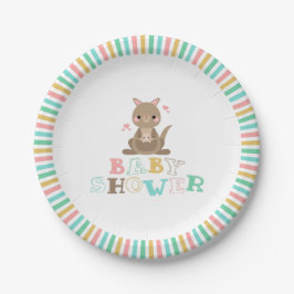 Plato De Papel Encantador Baby Shower canguro