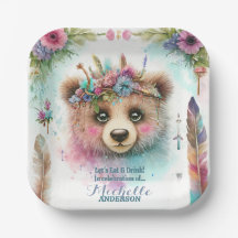 Encantador Boho Woodland Bear acuarela Cumpleaños