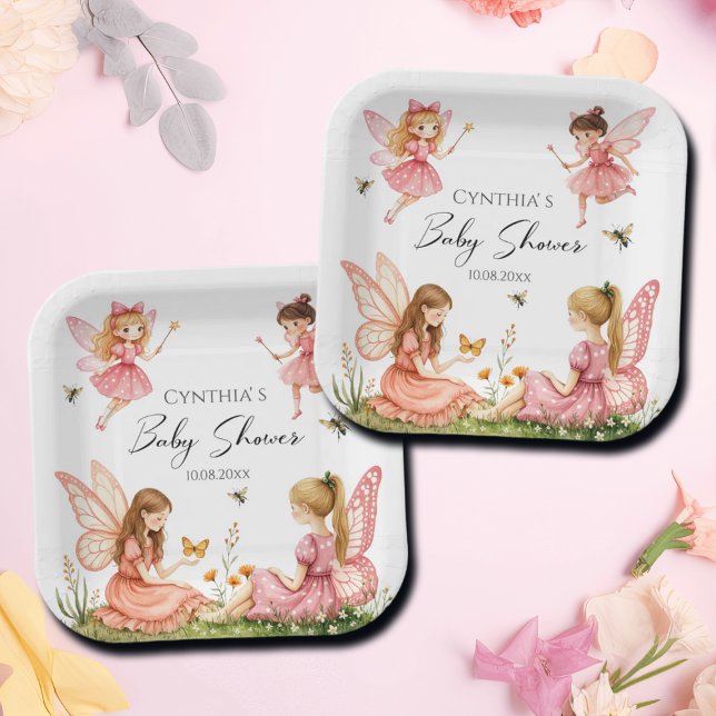 Plato De Papel Encantador Fe Rosa Woodland Baby Shower (Subido por el creador)