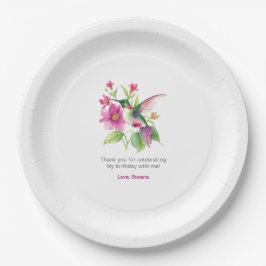 Plato De Papel Encantador Hummingbird Floral Bouquet Fiesta de Cu