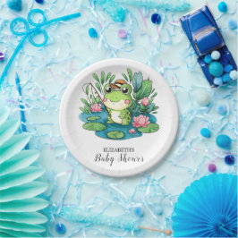 Plato De Papel Encantador Pastel Frog Baby Shower