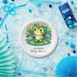 Plato De Papel Encantadora Baby Shower de rana mística