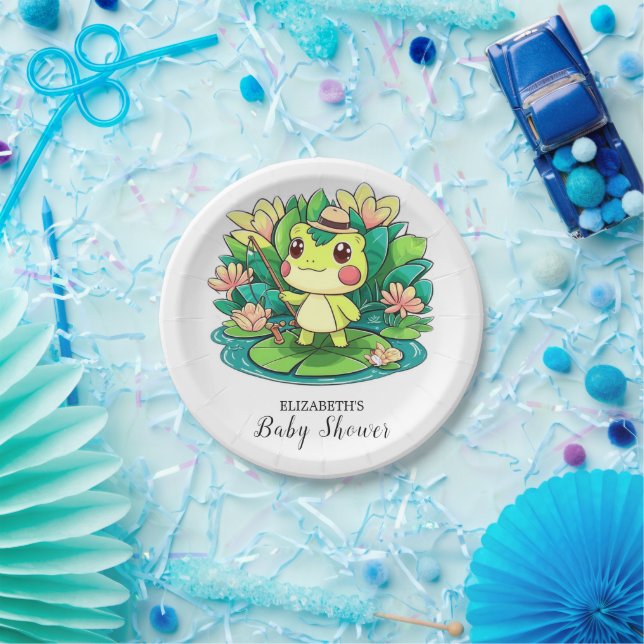 Plato De Papel Encantadora Baby Shower de rana mística (Fiesta)