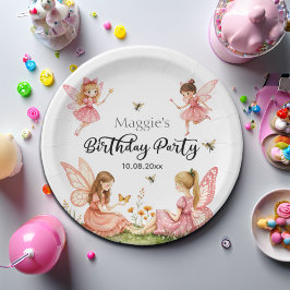 Plato De Papel Encantadora fiesta de cumpleaños de Pink Fairies e