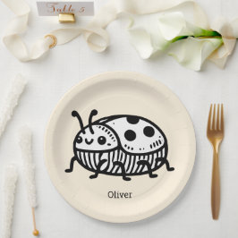 Plato De Papel Encantadora ilustración de escarabajo dibujada a m