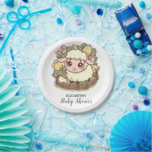 Plato De Papel Encantadora pequeña oveja Baby Shower
