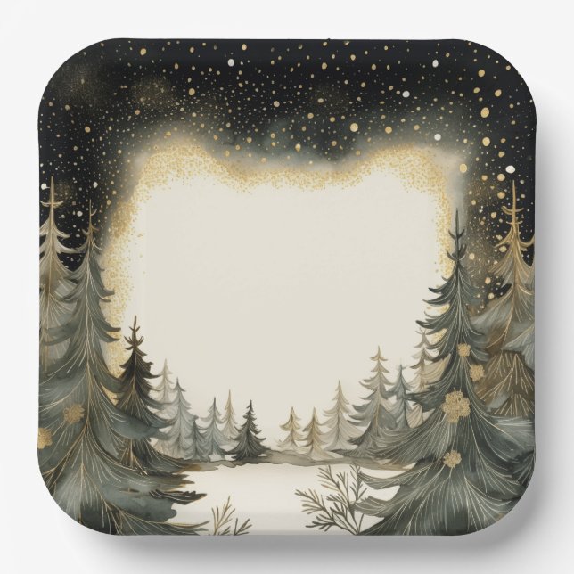 Plato De Papel Encantadores Navidades de Woodland (Anverso)