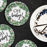 Plato De Papel Encanto afortunado Clover Oh Baby Girl Baby Shower<br><div class="desc">Pink cuatro hojas de trébol con tema chica de bebé chile de papel con Oh baby! en un guión encantador y elegante fuente con una corona de cuatro tréboles de hojas y flores de trébol rosado. El chica de San Patricio de la época de la ducha de bebé placas de...</div>