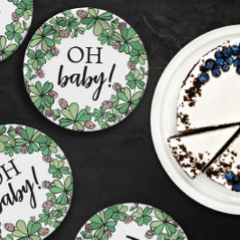 Plato De Papel Encanto afortunado Clover Oh Baby Girl Baby Shower