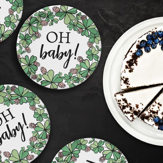 Plato De Papel Encanto afortunado Clover Oh Baby Girl Baby Shower (Subido por el creador)