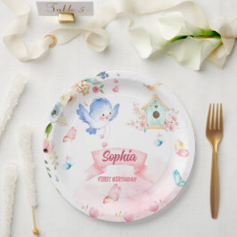 Plato De Papel enchanted butterfly garden paper plate
