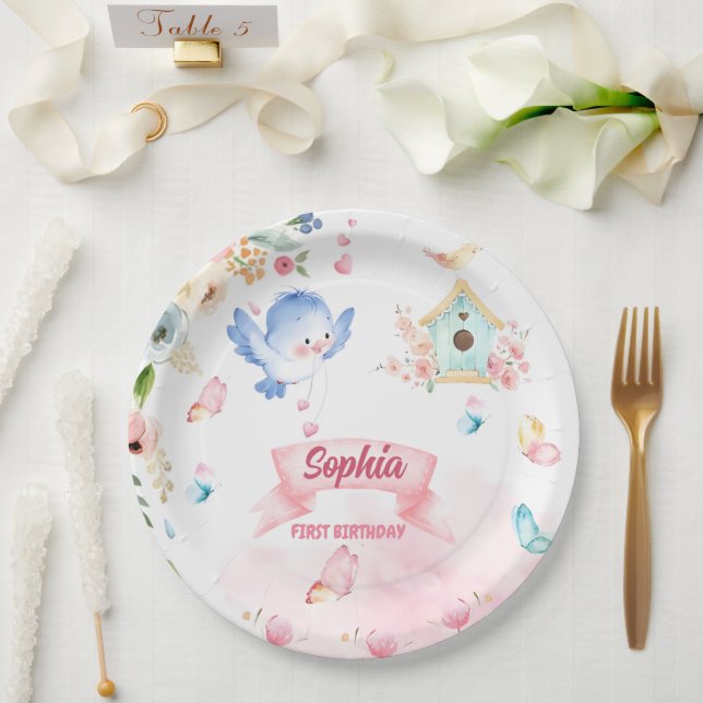 Plato De Papel enchanted butterfly garden paper plate (Boda)