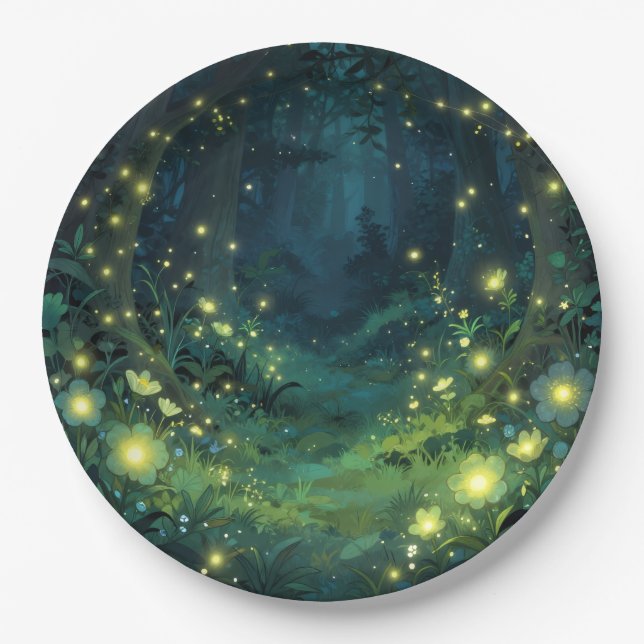 Plato De Papel Enchanted Forest Glow Magical Night (Anverso)