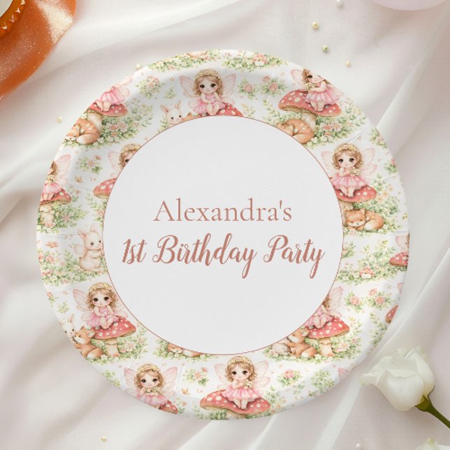 Plato De Papel Enchanted Garden Fairy Birthday (Subido por el creador)