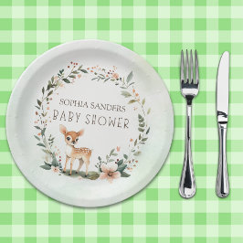 Plato De Papel Enchanting Woodland Deer Baby Shower