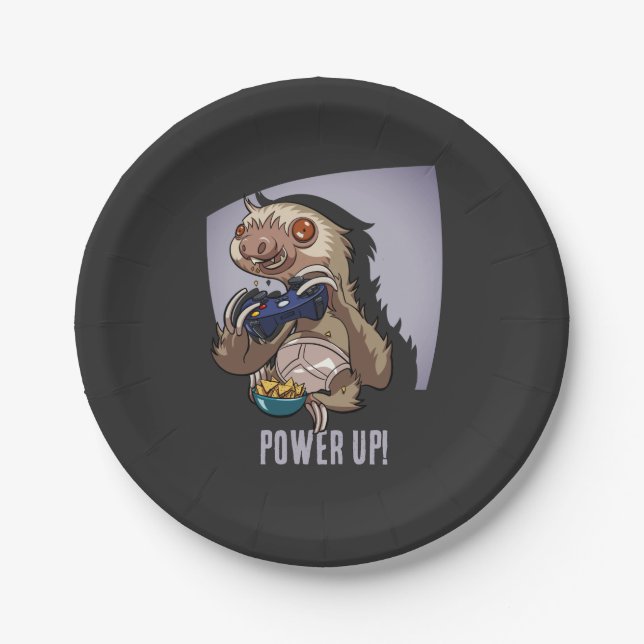 Plato De Papel ¡Enciende! Divertido Personalizado Sloth Jugando V (Anverso)