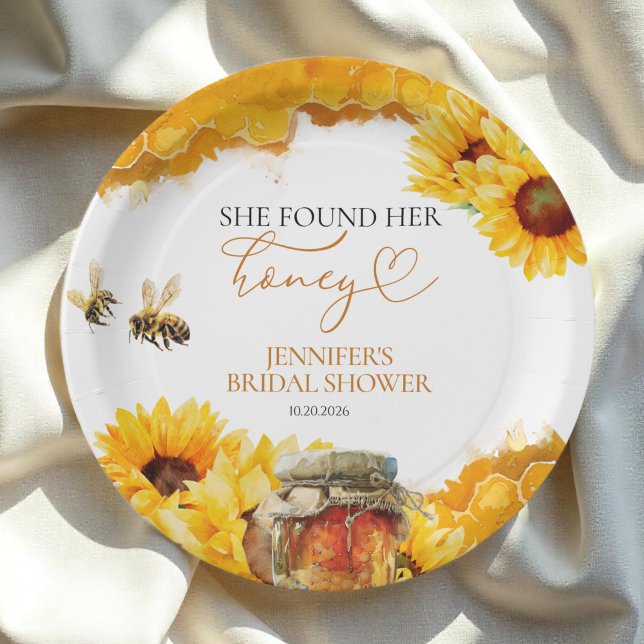 Plato De Papel Encontró Su Miel | Sunflower Bridal Shower (Subido por el creador)