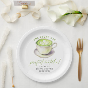 Plato De Papel Encontró su perfecta ducha matcha de novia