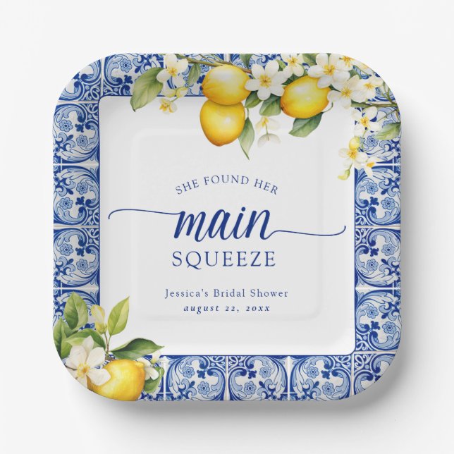 Plato De Papel Encontró Su Principal Squeeze Lemons Bridal Shower (Anverso)