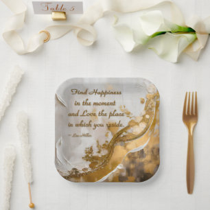 Plato De Papel Encuentra la felicidad en el momento... Cita de Le