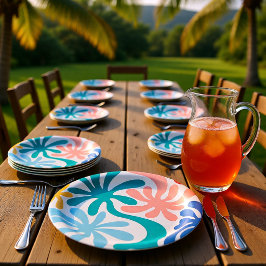 Plato De Papel Encuéntrame Bajo las Palmeras Fiestas Tropicales d