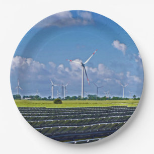 Plato De Papel Energía alternativa - Solar y Viento