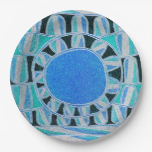 Plato De Papel ENERGÍA SOLAR SOL Azul Teal Blanco Negro