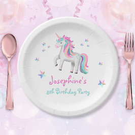 Plato De Papel Énfasis mágico lindo de niños unicornios