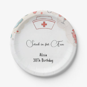 Plato De Papel Enfermera con registro de corazón médico Rn 30 cum